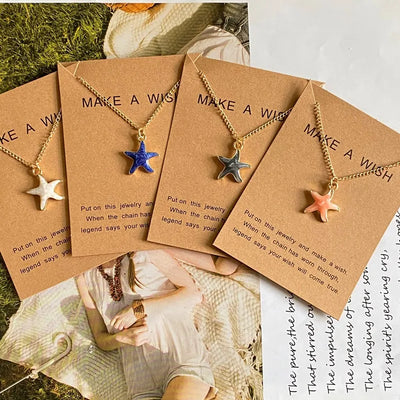 Lovely Starfish Necklace for Women Girl White Blue Black Pink Color Fashion Choker Necklace Gift For Friend Wholesale Jewelry