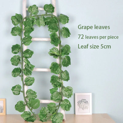 24M Artificial Plants False Leaves Home Decor Fake Foliage Vine Home Garden Decoration Wedding Party Wall Hanging Decorations