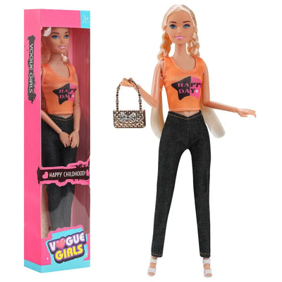 11-Inch Miniso Anime Barbie Series Doll Fashion Travel Striped Shirt Jeans Hat Toy Girls Play House Interactive Toys Kid Gift