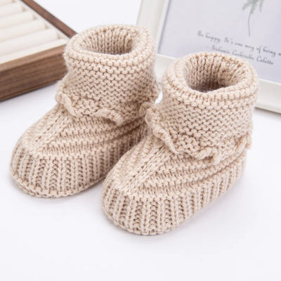 2PCS/PAIR BABY KNIT SOCKS 0-12M SOLID CROCHET WALKING SOCKS