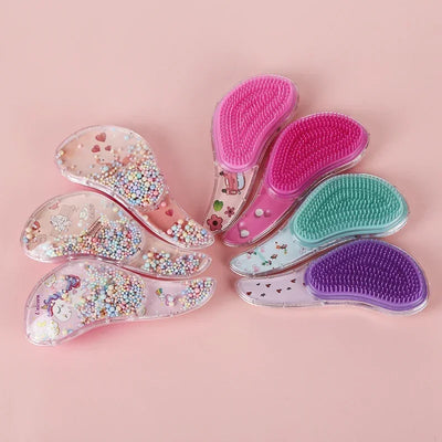 1 Pc New Cute Hair dressing Comb for Kids Anti-knot Massage Flowing Bead Hair Brush Children Girls Dress Up Makeups Toy Gifts