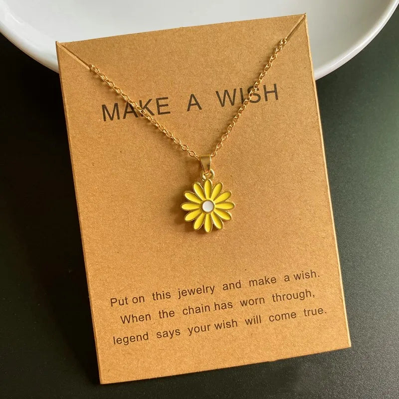 Korean Fashion Flower Pendant Necklace for Girl Women White Yellow Color Trendy Choker Necklace Gift for Summer Wholesale