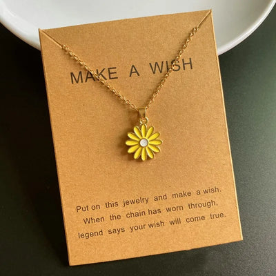 Korean Fashion Flower Pendant Necklace for Girl Women White Yellow Color Trendy Choker Necklace Gift for Summer Wholesale