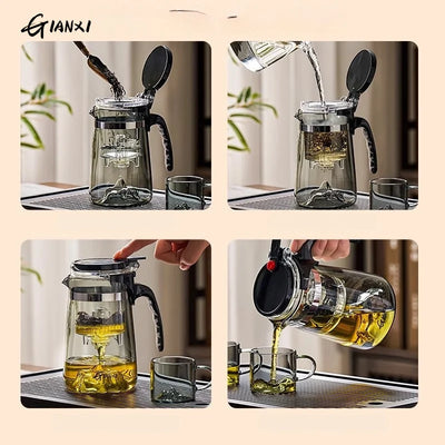 GIAMXI 700ML Transparent Glass Water Jug Cold Brew Portable Handle Coffee Heat Resistant Kettle Filterate Tea Kettle For Home