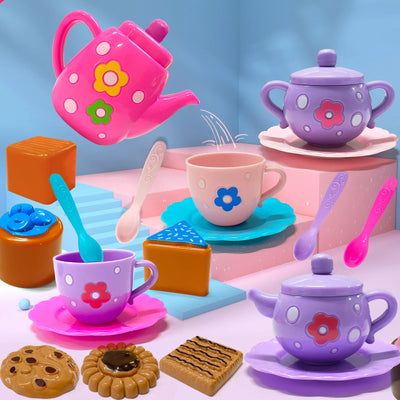 Tea Set For Little Girls, Tea Party Set, Tea Set Including Kettle, Cookies, Kids Play Food, Tea Party Accessories Toy