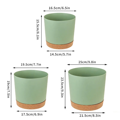 Plant Pot Circular Large Flowerpot Plastic Indoor Plants Succulent Planter with Drainage Bonsai Potted with Tray Home Decoration