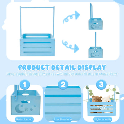 Wood Baby Shower Crate Closet Large Capacity Easy to Install Shower Party Basket with Handle Smooth Baby Clothes Rack for Babies