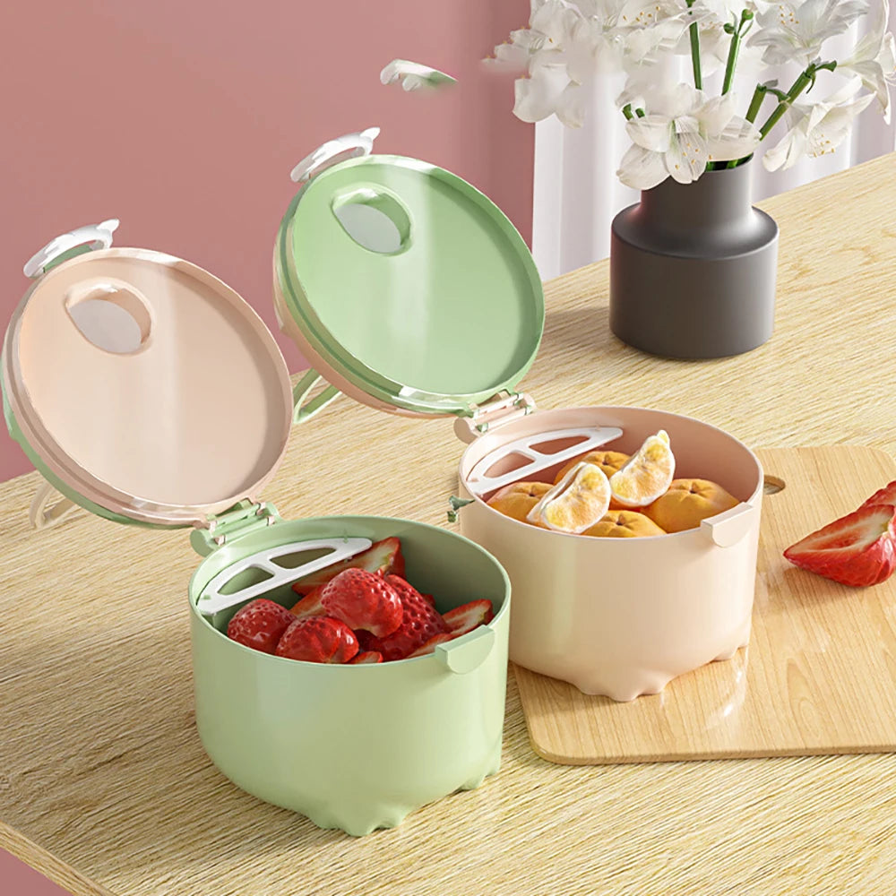 270ML PORTABLE MILK POWDER CONTAINER WITH MULTIPLE OPENINGS | CARTOON INFANT CEREAL & SNACK STORAGE BOX FOR BABY AND TODDLER