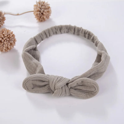Solid Mulsin Cotton Baby Headbands For Infant Girls Stretchy Sweet Cute Hair Bows Elastic Hair Bands Kids Infant Headwear