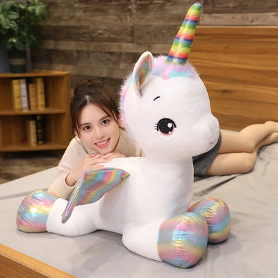 Huggable Soft Cute Unicorn Dream Rainbow Plush Toy High Quality Pink Horse Sweet Girl Home Decor Sleeping Pillow Gift For Kids