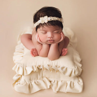 Newborn Props For Photography Soft Skin Friendly Double-Layer Cotton Blanket/Lace Pillow/Headband Photography Accessories