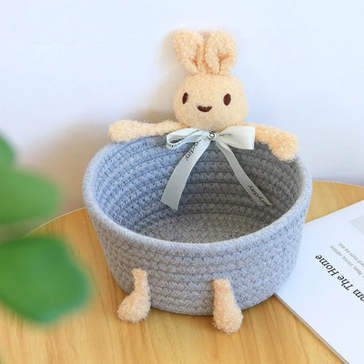 cartoon style weave sundries Storage Baskets household cosmetic hairpin Organize deposit container child toy classification case