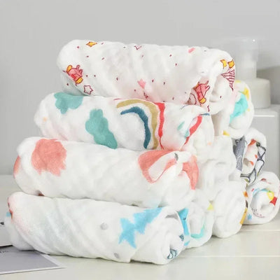 5PCS BABY FACE TOWELS MUSLIN 6-LAYERS COTTON SOFT HANDKERCHIEF BATHING FEEDING WASHCLOTHS BURP CLOTHS FOR BABY