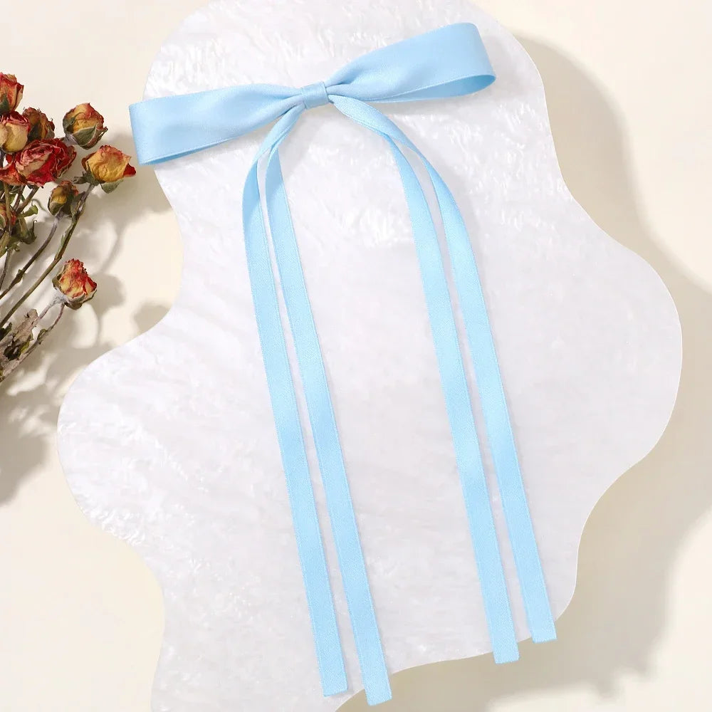 2pcs 2025 New Cute Ribbon Bow Headband Long Tassel Hair Clip Women's Hair Accessories Girls Party Headwear Side Clips Wholesale