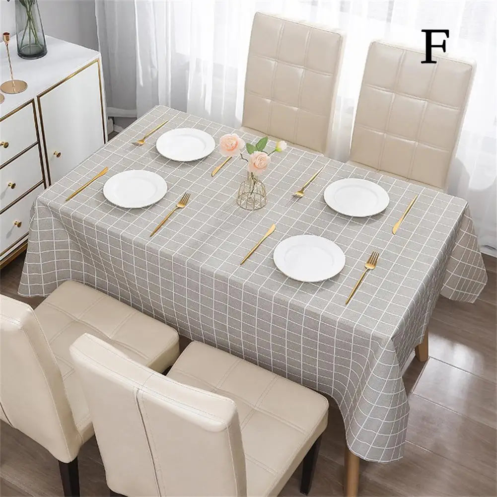 Nordic Style Grid Printed Household Waterproof  Oil Resistant Dining Table Cloth Table Cover Party Decoration Rectangular