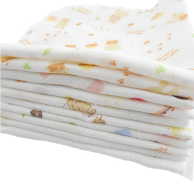 10pcs Pack 31*31cm 100% Cotton Gauze Newborn Baby Infant Cartoon Face Hand Bathing Towel Bibs Feeding Square Towels Handkerchief