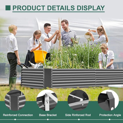 8×4×2 ft Galvanized Raised Garden Bed Kit, Galvanized Planter Raised Garden Boxes Outdoor, Large Metal Raised Garden Beds