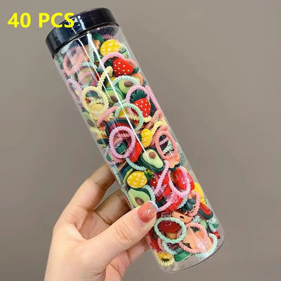 80PCS/40PCS/Bottle Elastic Hair Bands Girls Baby Hair Accessories Child Hair Ring Head Rope Scrunchies Headwear 1 or 2 Bottles