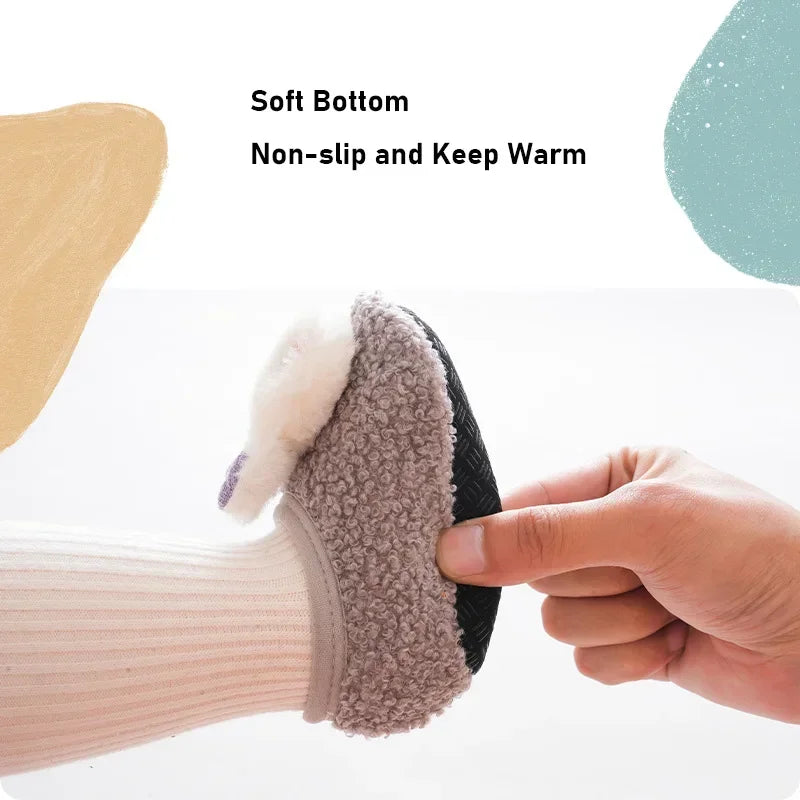Autumn Winter Baby Slippers Toddler Plush Floor Sock Shoes Children Soft Sole Walking Shoes Indoor Home Anti-slip Kids Shoes