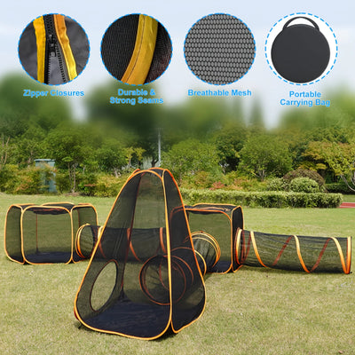 6-IN-1 PORTABLE OUTDOOR CAT ENCLOSURE TUNNEL – MESH PLAYHOUSE & PLAYPEN FOR INDOOR CATS
