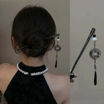 New Chinese Style Butterfly Flower Tassel Hair Stick for Women Vintage Metal Hanfu Chopstick Hair Sticks Hair Accessories