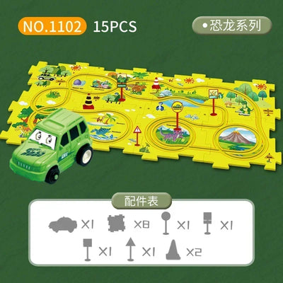 Kids puzzle rail car DIY assembly electric trolley automatic rail city scene building puzzle toys