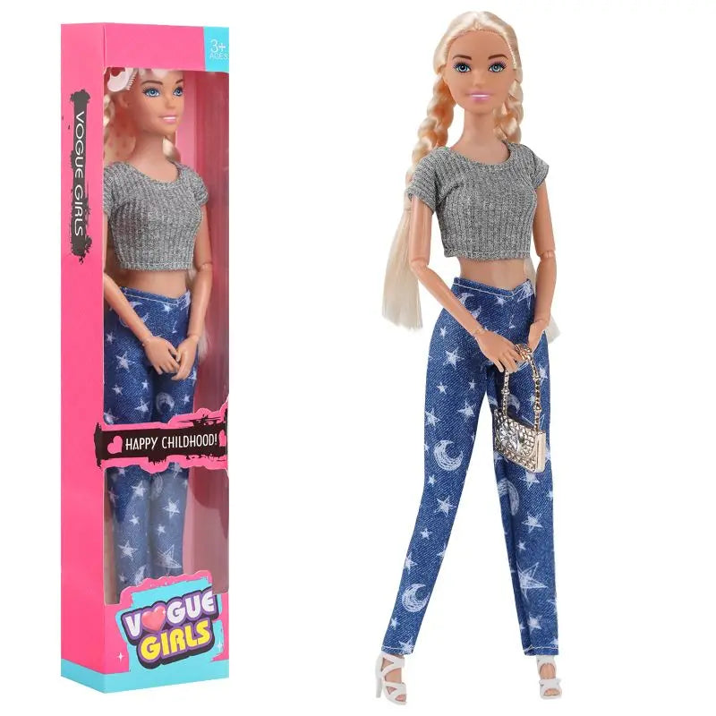 11-Inch Miniso Anime Barbie Series Doll Fashion Travel Striped Shirt Jeans Hat Toy Girls Play House Interactive Toys Kid Gift