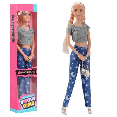 11-Inch Miniso Anime Barbie Series Doll Fashion Travel Striped Shirt Jeans Hat Toy Girls Play House Interactive Toys Kid Gift