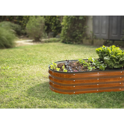 Galvanized Raised Garden Beds Outdoor // 4×2×1 ft Planter Raised Beds for Gardening, Vegetables, Flowers  (Dark Wood Grain)