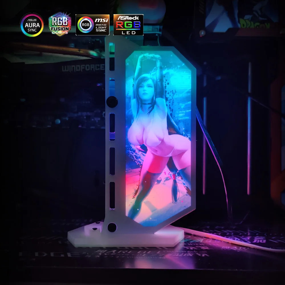 White GPU Bracket RGB VGA Stand Video Card Support ASUS ROG Vertical 12V/5V Customized Gamers MOD PC RTX4090 Blanc Holder DIY