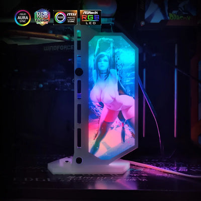 White GPU Bracket RGB VGA Stand Video Card Support ASUS ROG Vertical 12V/5V Customized Gamers MOD PC RTX4090 Blanc Holder DIY