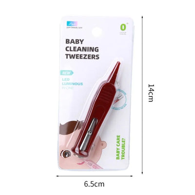 Safety Forceps with LED Light Baby Dig Booger Clip Infants Clean Ear Nose Navel Safety Tweezers Safe Forceps Cleaning Supplies