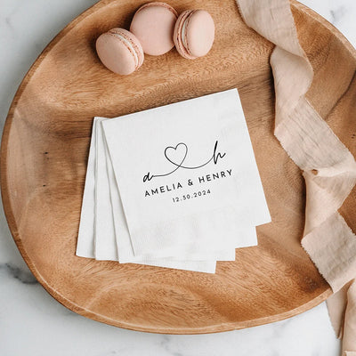 50pcs Personalized Paper Napkins for Wedding Cocktail Napkins Initials Customized Dinner Napkin Party Decor Pet Portrait Napkins