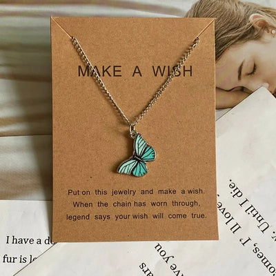 Fashion Romantic Butterfly Necklace for Women Girl Blue White Orange Color Animial Design Choker Neck
