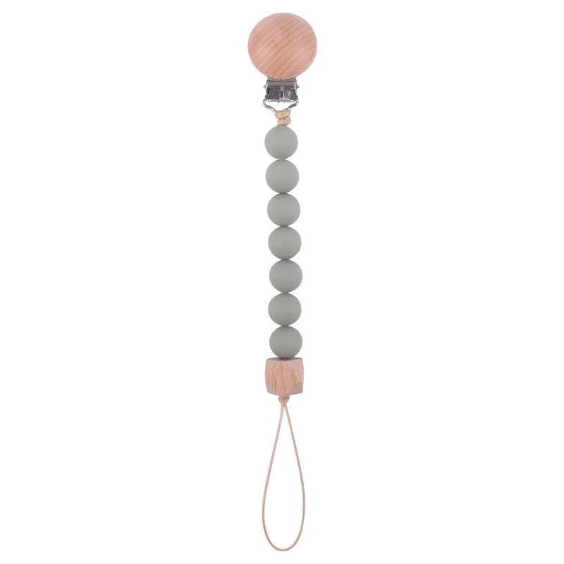 New Baby Products Made of Beech Wood Pacifier Clip To Soothe Silicone Bite Grind Teeth Angle Pacifier Chain Baby Toys Bebes