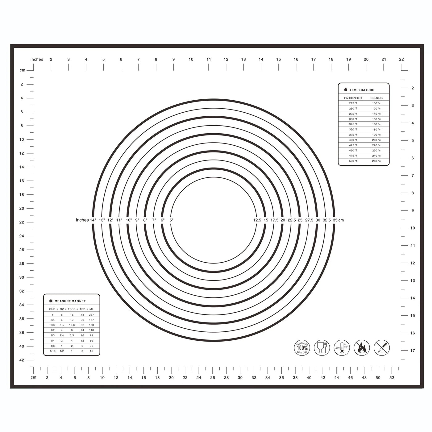 Large Size Silicone Kneading Pad Non-Stick Surface Rolling Dough Mat With Scale Kitchen Cooking Pastry Sheet Oven Liner Bakeware