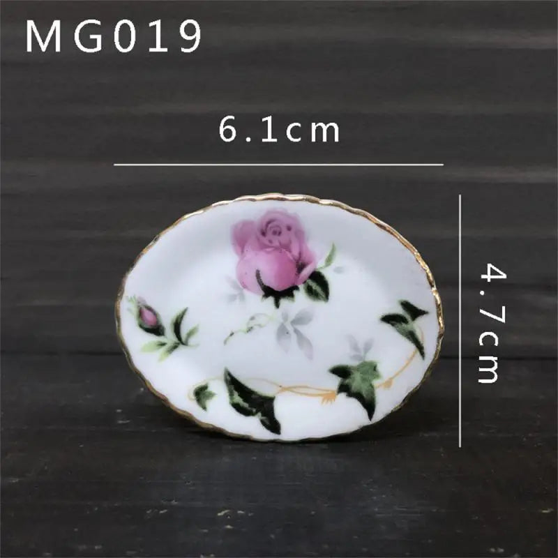 Mini Rose Ceramic Vase Handicraft Collection Miniature Model Resin Simulation Vase Desktop Mini Decor Creative Pocket Artwork