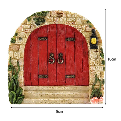 6 PCS Wood Miniature Fairy Gnome Window Door Elf Home Creative Yard Art Sculpture for Yard Art Tree Sculpture Fairy Garden Decor