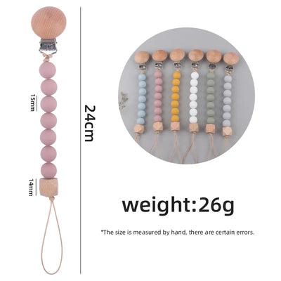 New Baby Products Made of Beech Wood Pacifier Clip To Soothe Silicone Bite Grind Teeth Angle Pacifier Chain Baby Toys Bebes