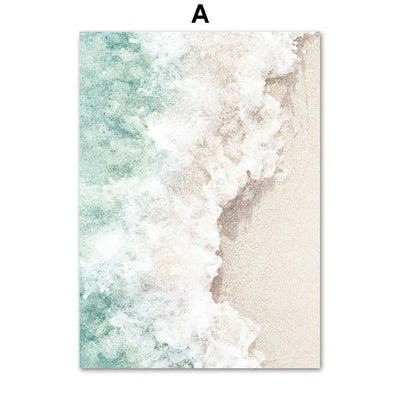 Sand Waves Gold Palm Posters Abstract Green Marble Line Coral Wall Art Print Canvas Painting Wall Pictures For Living Room Decor