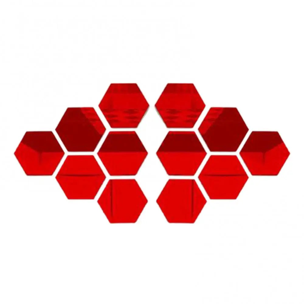 12Pcs Hexagonal Mirror Wall Sticker Background Removable Stereo Decal Home Decor DIY Decorations for Home Bedroom Living Room