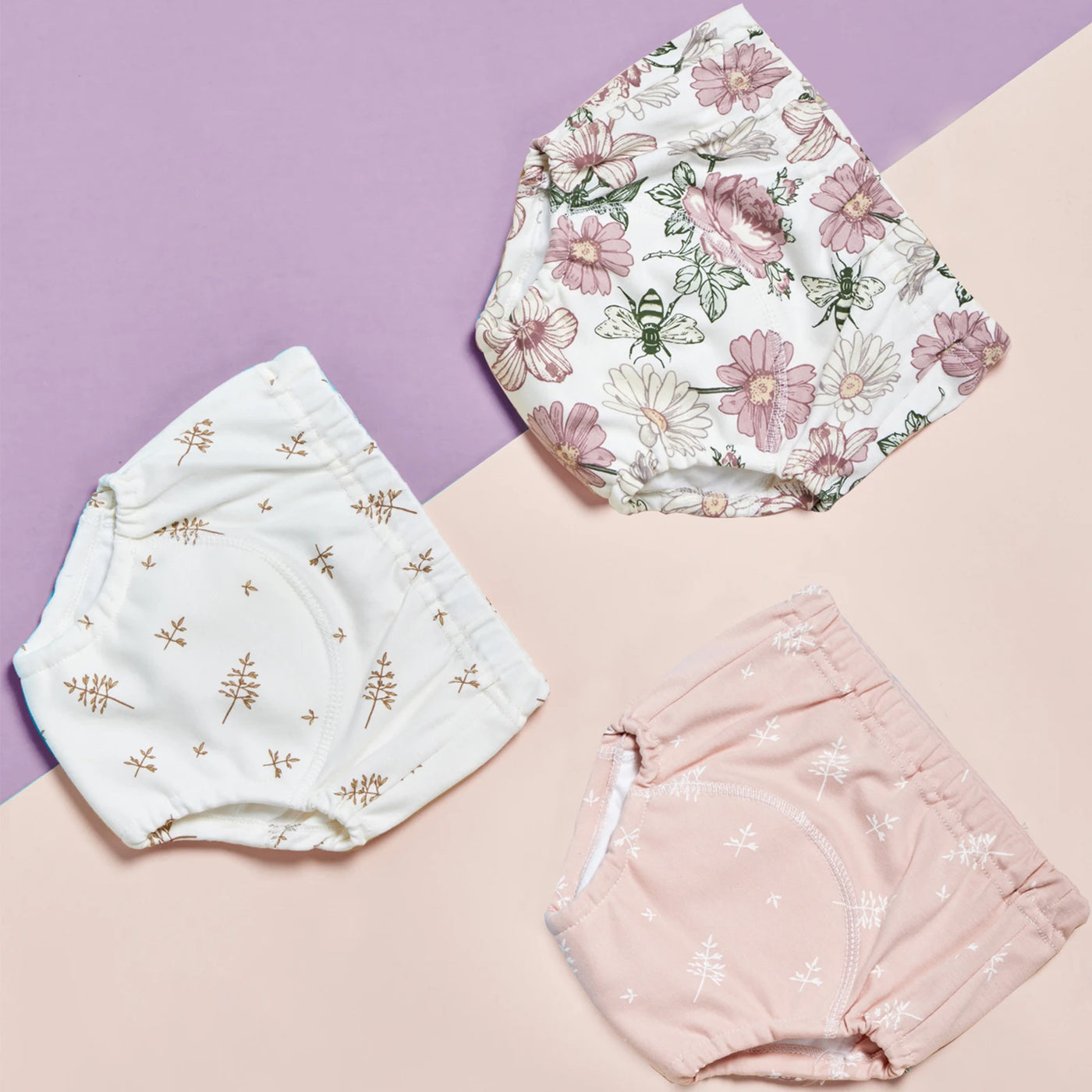 3PCS BABY COTTON TRAINING PANTS 6-LAYER WATERPROOF REUSABLE CLOTH DIAPERS FOR TODDLERS