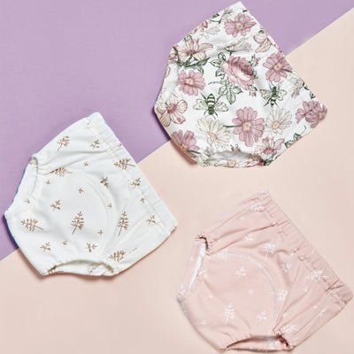 3PCS BABY COTTON TRAINING PANTS 6-LAYER WATERPROOF REUSABLE CLOTH DIAPERS FOR TODDLERS