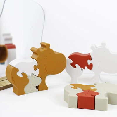 Hot Sell New Baby Silicone Animal Puzzle Kids Silicone Geometry Matching Board Baby Sensory Educational Toys