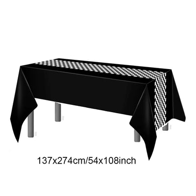 Racing Car Theme 3-Tier Round Cardboard Cupcake Stand  Cars Birthday Party Tablecloth Black and White Checkered Decor Supplies