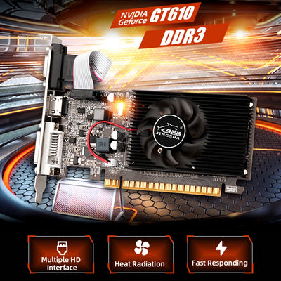 Original GT610 2G/1G Video Card PCIE X16 2.0 NVIDIA GeForce GT 610 DDR3 Graphics Card VGA HD DVI 64Bit 1800MHz GPU Desktop Compu