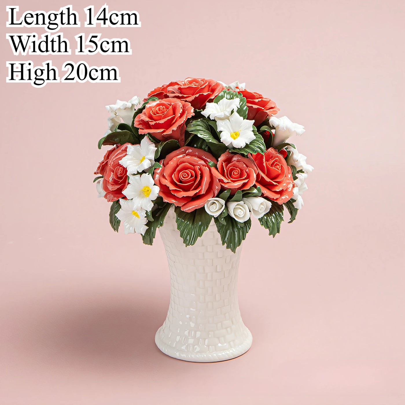 Handmade Ceramic Flowers Ornament Handheld Flower Intangible Cultural Heritage Ceramic Lily Rose Flowers Home Desk Decoration
