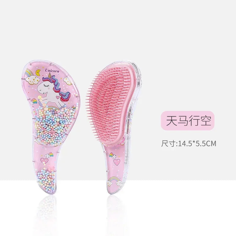 1 Pc New Cute Hair dressing Comb for Kids Anti-knot Massage Flowing Bead Hair Brush Children Girls Dress Up Makeups Toy Gifts