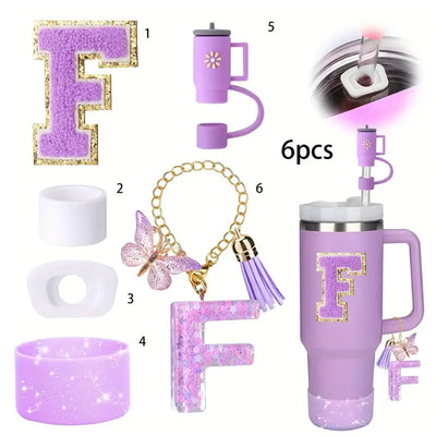 6PCS SILICONE ACCESSORY SET FOR STANLEY 40OZ TUMBLER WITH HANDLE – INCLUDES STRAW TOPPERS, BOOT COVER, AND SPILL-PROOF STOPPERS