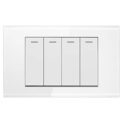 Shawader Electric Power Wall Switch Brazil US Mexico Glass Panel 118 Jack Three Position Outlet Home Office Kitchen 1/2/3/4Gang